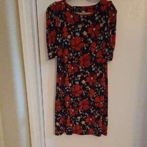 Tommy Hilfiger Vibrant Red and Black Long Sleeve Dress